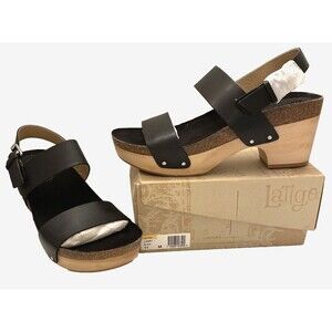 Latigo Womens Size 11 M Wood & Cork Platform Black Sandals Studded - New